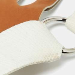 Pre Owned Ralph Lauren Off White Lizard Waist Buckle Belt 90CM