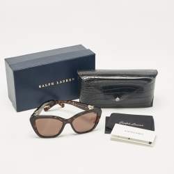 Pre Owned Ralph Lauren Tortoise Brown RL8216U Logo Cat Eye Sunglasses