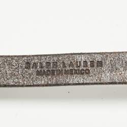 Pre Owned Ralph Lauren Dark Brown Leather Embossed Waist Buckle Belt M