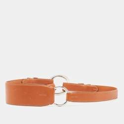 Pre Owned Ralph Lauren Brown Leather Buckle Waist Belt