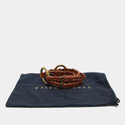 Ralph Lauren Brown Braided Leather Buckle Waist Belt M