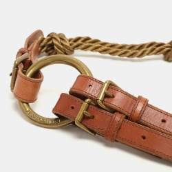 Ralph Lauren Brown Leather and Rope Braided Waist Belt M