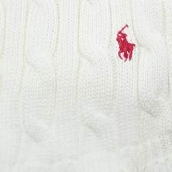Pre Owned Ralph Lauren White Cotton Cable Knit Muffler