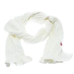 Pre Owned Ralph Lauren White Cotton Cable Knit Muffler
