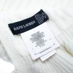 Pre Owned Ralph Lauren White Cotton Cable Knit Muffler