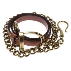 Pre Owned Ralph Lauren Brown Leather Vachetta Stirrup Chain Belt