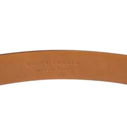 Pre Owned Ralph Lauren Brown Leather Horseshoe Buckle Waist Belt 95CM