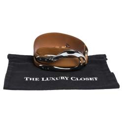 Pre Owned Ralph Lauren Brown Leather Horseshoe Buckle Waist Belt 95CM