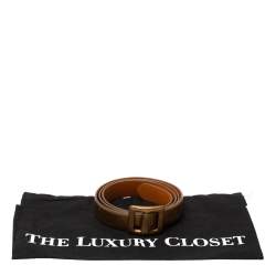 Pre Owned Ralph Lauren Gold Leather Buckle Belt 100CM