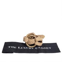 مملوكة مسبقًا Ralph Lauren Beige Braided Rope Ring Waist Belt 
