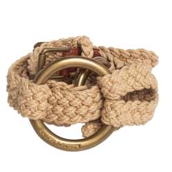 مملوكة مسبقًا Ralph Lauren Beige Braided Rope Ring Waist Belt 