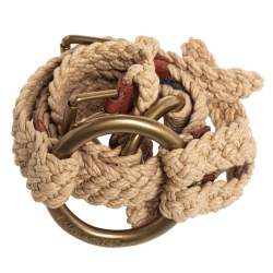 مملوكة مسبقًا Ralph Lauren Beige Braided Rope Ring Waist Belt 