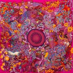 Pre Owned Hermès Rose Au Coeur de la Vie Silk Scarf