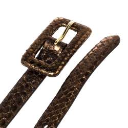 Pre Owned Ralph Lauren Metallic Bronze Python Slim Belt 85CM