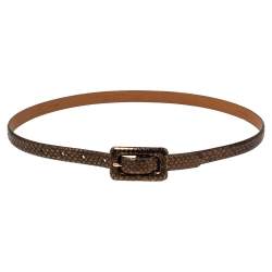 Pre Owned Ralph Lauren Metallic Bronze Python Slim Belt 85CM