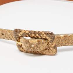 Pre Owned Ralph Lauren Gold Python Slim Waist Belt 75CM