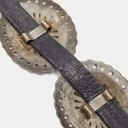 Pre Owned Ralph Lauren Black Leather Crest Embellished Belt S