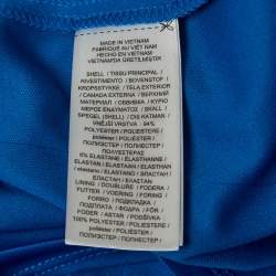 Pre Owned Ralph Lauren Blue Crepe Gathered V Neck Dress M