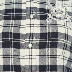 Pre Owned Ralph Lauren Black Plaid Check Cotton & Wool Slim Fit Shirt S