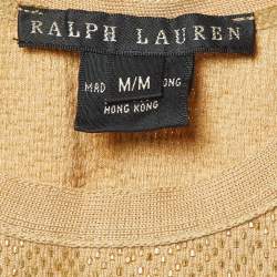 Pre Owned Ralph Lauren Gold Embellished Cotton Knit Tank Top M