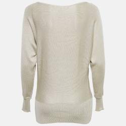 Pre Owned Ralph Lauren Beige Lurex Rib Knit Sweater S