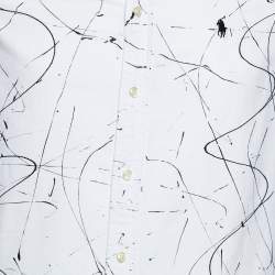 Pre Owned Ralph Lauren White Printed Cotton Buttoned Down Shirt M