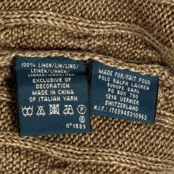 Pre Owned Ralph Lauren Brown Linen Cable Knit V-Neck Sweater XL