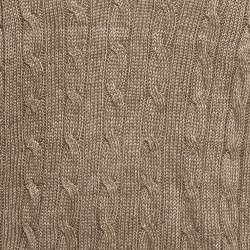 Pre Owned Ralph Lauren Brown Linen Cable Knit V-Neck Sweater XL
