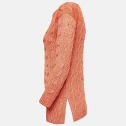 Pre Owned Ralph Lauren Orange Cable Knit Sweater XS