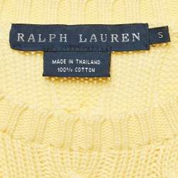 Pre Owned Ralph Lauren Yellow Cable Knit Round Neck Sweater S