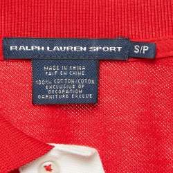Pre Owned Ralph Lauren Sports Red Pique Cotton T-Shirt Mini Dress S