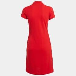 Pre Owned Ralph Lauren Sports Red Pique Cotton T-Shirt Mini Dress S