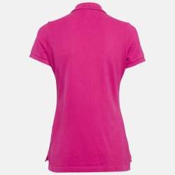 Pre Owned Ralph Lauren Pink Striped Cotton Pique Polo T-Shirt M