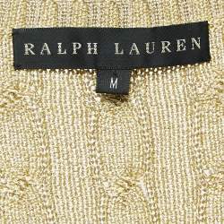 Pre Owned Ralph Lauren Gold Cable Lurex Knit Mini Dress M