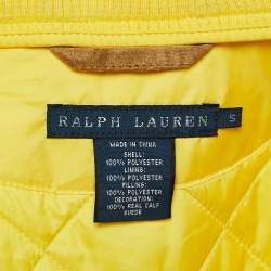 Pre Owned Ralph Lauren Yellow Suede Trim Synthetic Quilted Vest S
