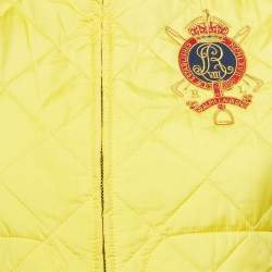 Pre Owned Ralph Lauren Yellow Suede Trim Synthetic Quilted Vest S
