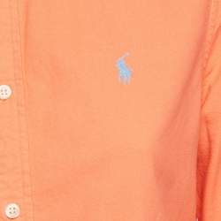 Pre Owned Ralph Lauren Orange Logo Embroidered Cotton Custom Fit Shirt S