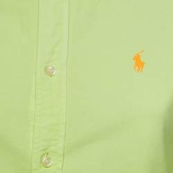 Pre Owned Ralph Lauren Neon Green Logo Embroidered Custom Fit Shirt S