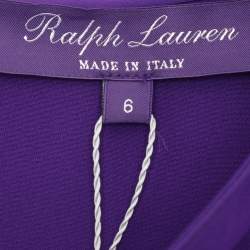 Pre Owned Ralph Lauren Purple Silk Belted Midi Dress M