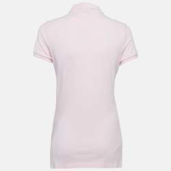 Pre Owned Ralph Lauren Pink Logo Embroidered Cotton Skinny Polo T-Shirt M