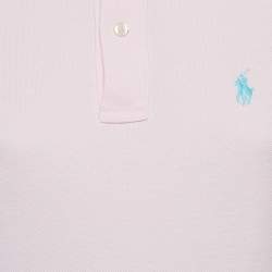 Pre Owned Ralph Lauren Pink Logo Embroidered Cotton Skinny Polo T-Shirt M