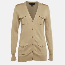 Ralph Lauren Beige Wool Blend Button Front Cardigan M