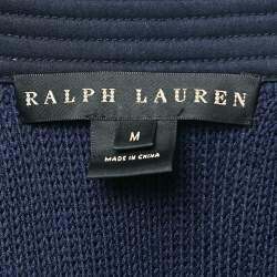 Pre Owned Ralph Lauren Navy Blue Rib Knit Double Breasted Jacket M