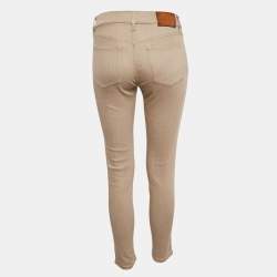 Pre Owned Ralph Lauren Brown Cotton Skin Fit Pants M Waist 27"