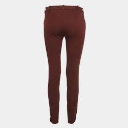Pre Owned Ralph Lauren Burgundy Suede Trim Stretch Cotton Breeches Pants S