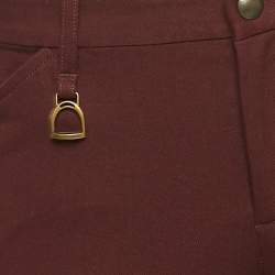 Pre Owned Ralph Lauren Burgundy Suede Trim Stretch Cotton Breeches Pants S