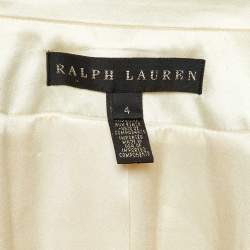Pre Owned Ralph Lauren Cream Satin Double Breasted Blazer S