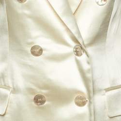 Pre Owned Ralph Lauren Cream Satin Double Breasted Blazer S
