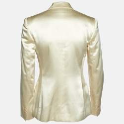 Pre Owned Ralph Lauren Cream Satin Double Breasted Blazer S