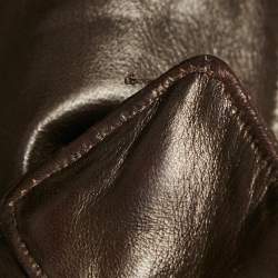 Pre Owned Ralph Lauren Leather Brown Leather Zip Detail Riders Jacket M